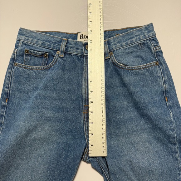 Rouje Paris Marais Denim Jeans Indigo Blue High Waist Button Fly Straight Leg 27 - Picture 10 of 11